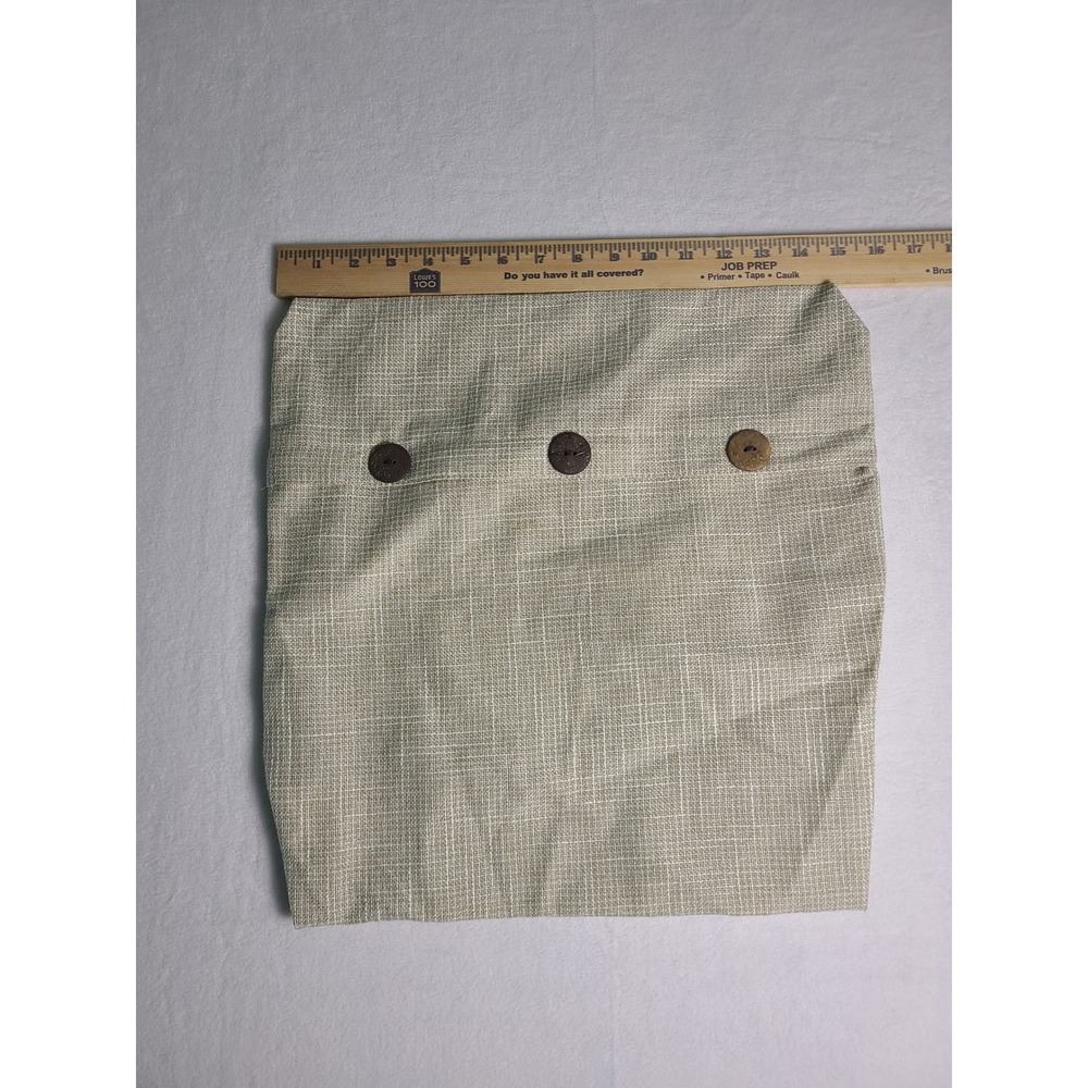 Pillow Cover 18x18 Beige Linen Blend Faux Wood Button Farmhouse